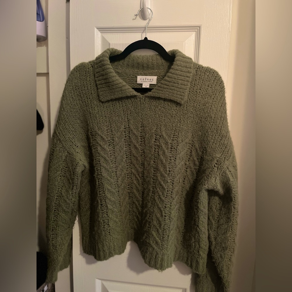 XS Light Green Knit Designer (Velvet) Sweater